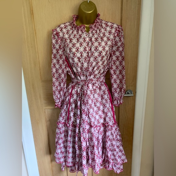 me+em Dresses & Skirts - Me+Em pink brocade belted tiered dress. U.K. 16 worn once like new